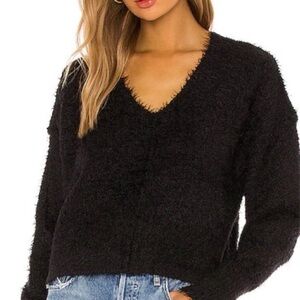 Free People Icing sweater black XL fuzzy v neck
